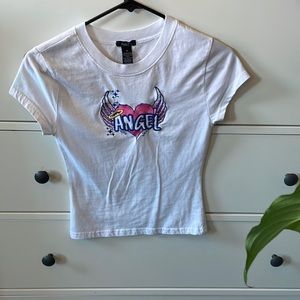White graphic tee
